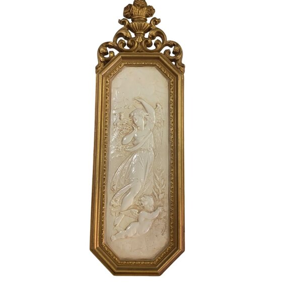 VTG 1967 Dart Homco 2 Wall Plaques Gold Angels Relief MCM Hollywood Regency - Picture 11 of 13